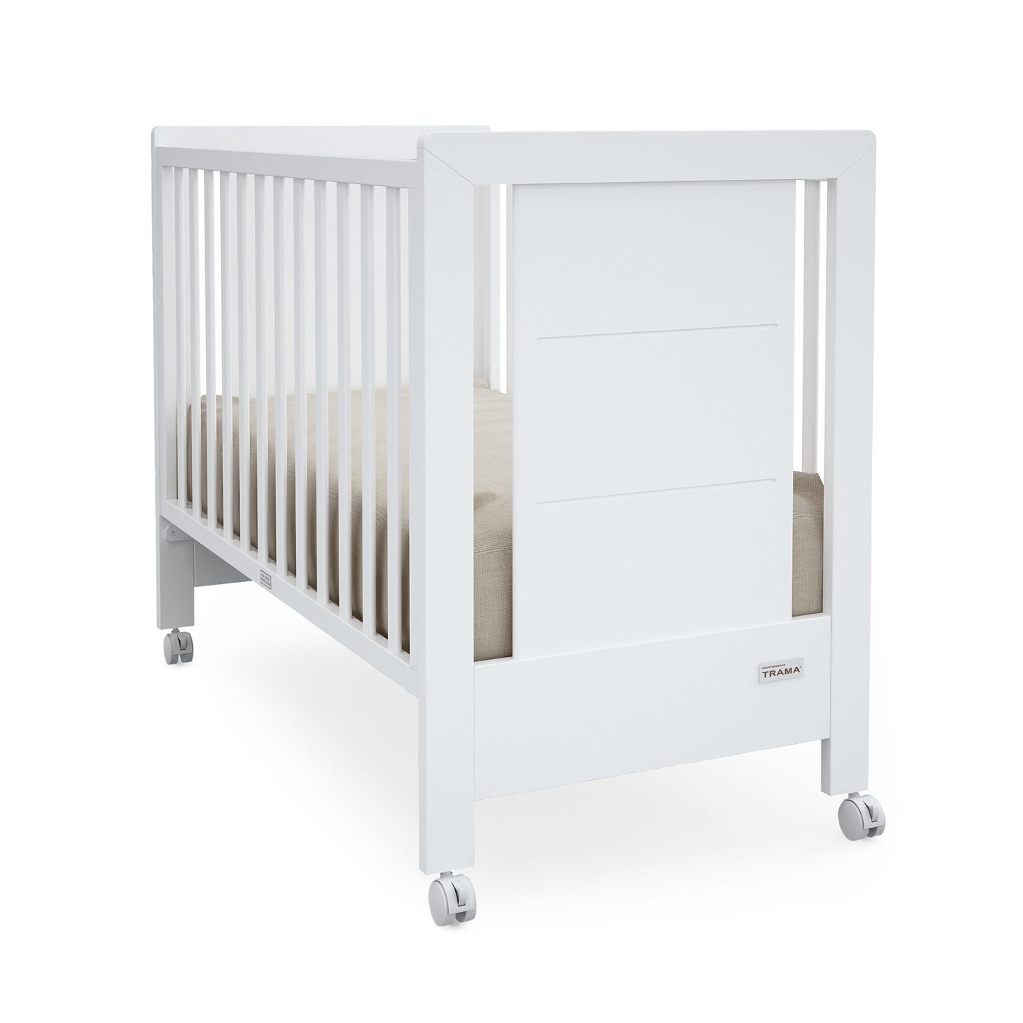 Dětská postýlka Trama INOVA 140 x 70 cm white - přestavitelná se zásuvkou a matrací