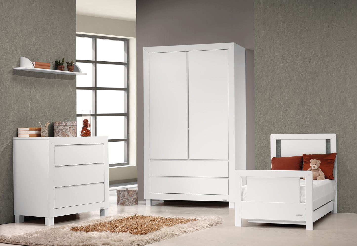 Dětská postýlka Trama INOVA 140 x 70 cm white - přestavitelná se zásuvkou a matrací
