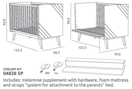 Dětská postýlka Trama NUOVA 120 x 60 cm white/beech